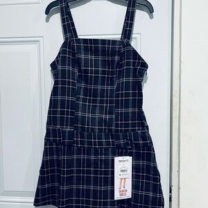 Celebrity Pink Black Plaid Skater Dress with Cream Lines